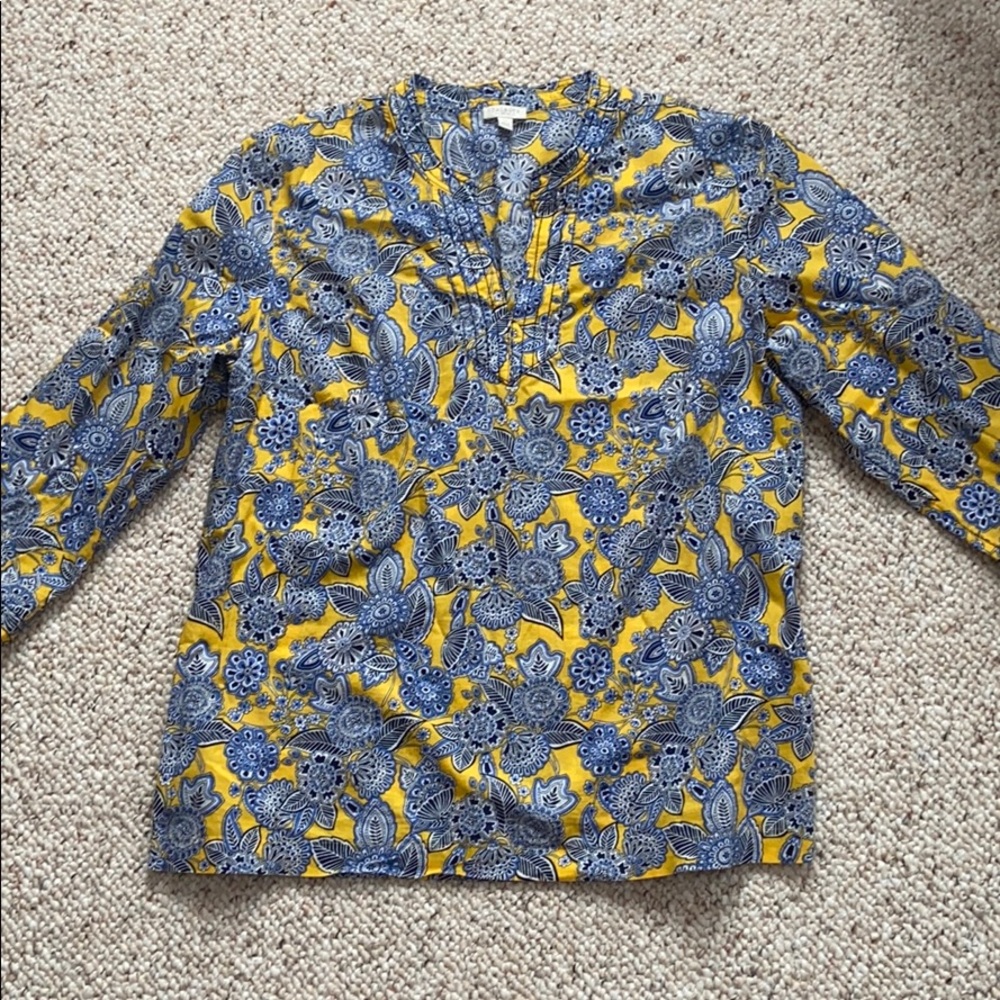NWOT Talbots blue/yellow floral blouse